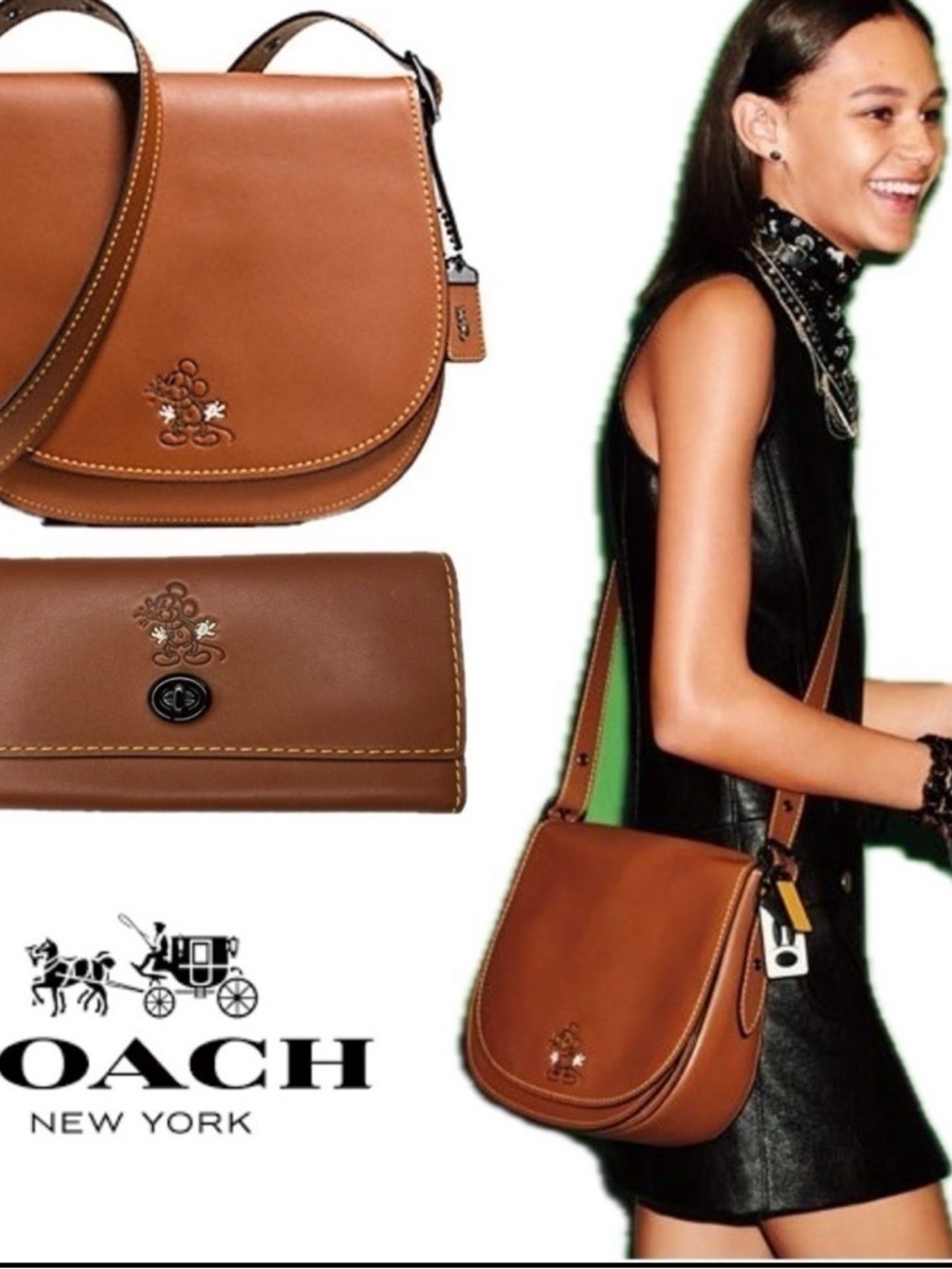 COACH MICKEY SADDLE IN GLOVETANNED LEATHER F37931 LIMITED RARE WALLET AND BAG